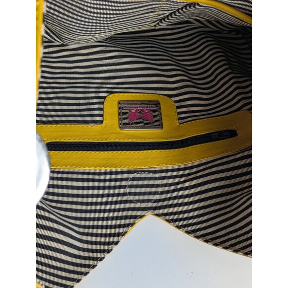 Free Endearment Yellow Purse Leather V Cut Hobo Lazer Cut Satchel Tote Bag Top - Picture 8 of 16